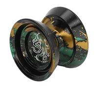 Phefop Boule de Yoyo Insensible, Alliage en Aluminium Professionnel Yoyo Sablebblasting Yo Yo Ball avec Une Rotation Puissante pour Les Enfants Adultes Grande stabilité à Grande Vitesse (Noir + Or)