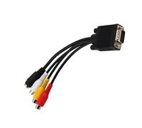 Phefop Câble Convertisseur Adaptateur VGA SVGA vers S Vidéo 3 AV, 15 Broches Mâle vers Femelle, Compatible avec Les Ordinateurs Portables et de Bureau