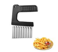 Phefop carottes Froissées, Trancheuse Ondulée à Lame en Acier Inoxydable, Parfaite pour la Préparation de Salades et de Frites (BLACK)