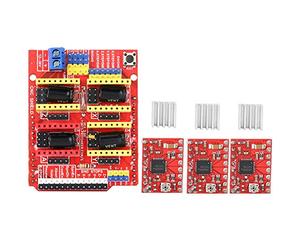 Phefop Carte D'extension de Gravure CNC V3 pour Imprimante 3D Compacte avec Module de Contrôleur A4988, Compatible avec GRBL 0.8, Lecteur XYZA 4 Axes, Adaptée aux Tâches de Gravure et