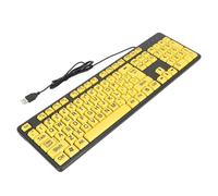 Phefop Clavier à Gros Caractères, Clavier Filaire USB 104 Touches avec Boutons Multimédia FN pour étudiants, Personnes âgées et Personnes Malvoyantes