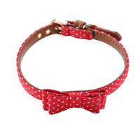 Phefop Collier Réglable en Cuir PU pour Chien et Chat, Nœud Papillon Doux à Pois, adapté aux Chiens de Petite et Moyenne Taille, Chats 1.3x32cm (1,3 * 32cm)