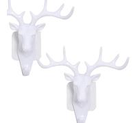 Phefop Crochet Mural Créatif en Forme de Tête de Cerf, Porte-Clés Auto-adhésif pour Sac à Clés, Chapeau, sans Trace D'autocollant pour Porte Murale, Organisateur de Décoration (WHITE)