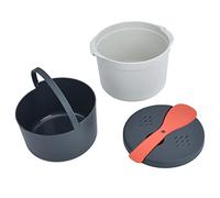 Phefop Cuiseur à Riz à -ondes, Bol en PP de qualité Alimentaire, Machine à Riz 2 L avec Couvercle, Passoire et Cuillère, Cuit les Pâtes de et les Légumes, pour la Préparation des Repas au Bureau,