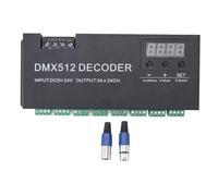Phefop Décodeur DMX, Pilote de Gradation à Affichage Numérique 24 Canaux, Contrôleur DMX512 LED avec Affichage à Tube Numérique LED, pour Bande Lumineuse RVB DC 5 V 12 V 24