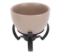 Phefop Ensemble de Caquelon à Fondue au Fromage, Pot à Fondue en Céramique de Style Européen avec Support en Métal Amovible Peint à la Main pour Faire Fondre le Fromage, les Desserts au (GRAY)