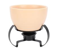 Phefop Ensemble de Caquelon à Fondue au Fromage, Pot à Fondue en Céramique de Style Européen avec Support en Métal Amovible Peint à la Main pour Faire Fondre le Fromage, les Desserts au (Beige)