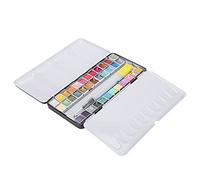 Phefop Ensemble de Peinture Aquarelle Nacrée 24 Couleurs Kit de Pigments Aquarelle Portable Brillant avec Boîte en Fer pour Artistes Débutants Peignant sur Papier Toile (fer 3)