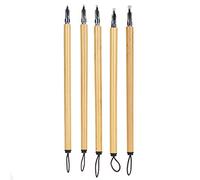 Phefop Ensemble de Stylos de Calligraphie, Stylo à Tremper en Bambou avec Kit D'écriture de Fournitures Scolaires Vintage pour Dessin, Manga, Peinture, Dessinateurs et Artistes, (jeu de plumes rondes)