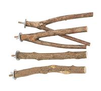 Phefop Ensemble de Supports de Perche D'oiseau, pour Perroquet 2pcs Cage Perch avec Branche Y & Stick, Jouet de Gym D'oiseau en Bois Non traité pour l'escalade, Mâcher, Jouer