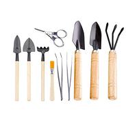 Phefop Ensemble d'Outils de Plantation de Jardin 10 Pièces, Outils de bonsaï Légers avec Ciseaux en Fer et Pinces à épiler, Mini Outils à Main pour Rempotage Succulent, Ameublissement du Sol, Maison,
