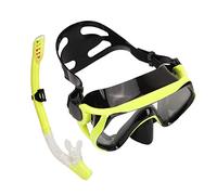 Phefop Équipement de Plongée en Apnée pour Adultes, Ensemble de Tuba Ergonomique Réglable avec Verre HD et Valve Flotteur Sèche pour la Natation et Les Activités sous-Marines (Yellow)
