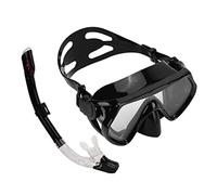 Phefop Équipement de Plongée en Apnée pour Adultes, Ensemble de Tuba Ergonomique Réglable avec Verre HD et Valve Flotteur Sèche pour la Natation et Les Activités sous-Marines (Black)