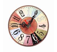 Phefop Horloge Murale Vintage en MDF, Horloge Murale Décorative Ronde avec Aiguilles Noires des Heures et des Minutes pour la Maison, Le Bureau, Le Salon, la Chambre à Coucher, Cadeaux (29)