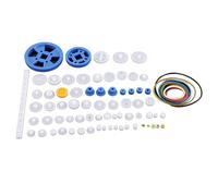 Phefop Kit de Petits Engrenages en Plastique, Accessoires de Support D'arbre de Poulie D'engrenages à Double Couronne Simple pour les Projets de Robotique de Voiture RC (Kit d'équipement de 80 types)