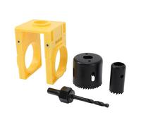 Phefop Kit d'installation de Serrure, Ensemble de Scie Cloche de Porte en Acier au Carbone avec Gabarit de Guidage pour Portes en Bois et Pênes Dormants (YELLOW)