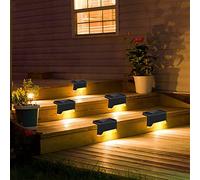 Phefop Lampe à Clôture de Jardin à LED Solaire pour Décoration de Paysage Extérieur IP55 Lumière Murale Solaire étanche pour la Clôture de par Cour d'escalier de Jardin 4pcs