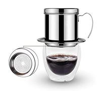 Phefop Machine à Filtre Anti-goutte à café Vietnamien en Acier Inoxydable, écologique, Légère, Portable pour la Maison et le Bureau (SILVER)
