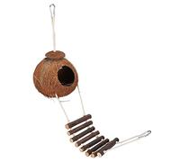 Phefop Maison en Noix de Coco, Nid d'oiseau de santé Original avec Crochet en Métal, échelle d'escalade pour Hamsters et Petits Animaux de Compagnie, Cachette Parfaite pour Les Oiseaux
