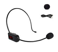 Phefop Microphone Casque sans Fil FM, 255 Canaux, Micro Mains Libres Portable pour Enseignants, Conférences en Classe, Réunions, Guide Touristique, église avec Câble de Chargement (Black)