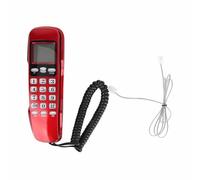 Phefop Mini Téléphone Fixe Mural avec écran LCD, Identification de L'appelant, Double Système DTMF FSK, 38 Jeux de Mémoire Entrante et Fonction de Rappel, Téléphone Filaire pour Le (Rouge)
