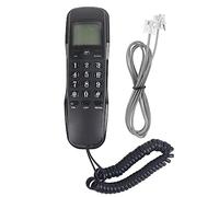 Phefop Mini Téléphone Fixe Mural avec écran LCD, Identification de L'appelant, Double Système DTMF FSK, 38 Jeux de Mémoire Entrante et Fonction de Rappel, Téléphone Filaire pour Le (Black)