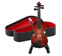 Phefop Modèle de Violon en Bois Miniature Minuscule Instrument Miniature Violon avec Stand et étui pour le de Décoration de Bureau à Domicile