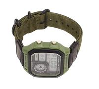 Phefop Montre de Sport Numérique pour Hommes, Chronographe de Course étanche avec Bracelet en Toile pour Les Activités de Plein Air (Green)