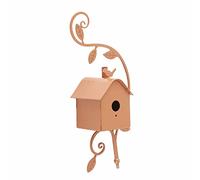 Phefop Nichoir à Oiseaux en Métal avec Poteau, Style Cottage en Détresse, Piquet, Décoration de Jardin Extérieur, Patio, Cour, Art Facile à Assembler, Aucun Outil Nécessaire (D)