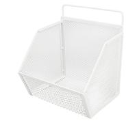 Phefop Panier Métallique Suspendu en Métal, Petit Organisateur de Rangement Adhésif Fort pour Cuisine et Chambre à Coucher, Conception Ouverte pour Une Utilisation Polyvalente (White)