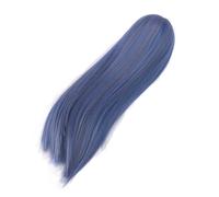 Phefop Perruque de Poupée Longue et Droite en Soie Haute Température 7-8 Pouces Quart de Taille Découpable Bricolage Style Postiche Doux pour Poupée Articulée Collection Cadeau de Vacances (BLUE)