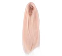 Phefop Perruque Longue et Droite de Poupée, Cheveux Synthétiques avec Cuir Chevelu simulé et Soie Haute Température, pour Poupées à L'échelle 1/4 de 18,5 à 21 Cm de Tour de Tête (PINK)