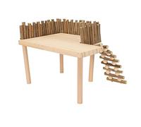 Phefop Plate-Forme en Bois pour Hamster, Jouet d'escalade en Rondins avec Pont de Clôture, Aire de Jeux d'activités à Deux Niveaux pour Petits Animaux de Compagnie