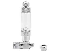 Phefop Pompe à Air d'aquarium, Régulateur de CO2 en Acier Inoxydable avec Vanne Micro-doseuse à Double Tête pour Un Réglage Fin de l'aquarium (Microvanne Simple tête + Enregistrement Bulle)