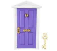 Phefop Porte Pointue de Maison de Poupée, 1 : 12, Porte de Maison en Bois Miniature de Fée de Noël pour L'éducation des Contes, Jouet d'apprentissage, Simulation de Chambre à Coucher, (Violet)