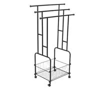 Phefop Porte-serviettes Mobile avec Roulettes, Support de Porte-serviettes en Fer 42,5 Pouces avec Barres à 3 Niveaux et Panier Inférieur, Roulettes Verrouillables pour Salle de Bain, Chambre à