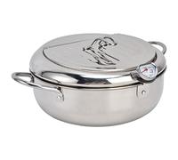 Phefop Pot à Frire 3,2L Mini Fryer Fryer avec Thermomètre 304 Matériau en Acier Inoxydable pour un Contrôle de (acier inoxydable 304#24cm)