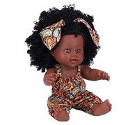 Phefop Poupée bébé à la Peau Marron, Poupée en Vinyle Souple avec Membres Flexibles, Idéale pour Les Enfants et Les Femmes Enceintes, Parfaite pour l'éducation Précoce et Le Plaisir du Bain