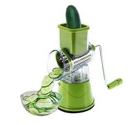 Phefop Râpe à Tambour Rotative Manuelle, Râpe à Fromage en Acier Inoxydable avec 3 Tambours Ultra Tranchants pour Légumes et Fromage, Outil de Tranchage Parfait pour la Cuisine à la Maison (GREEN)