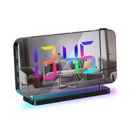 Phefop Réveil à Projection, écran LED Miroir de 7 Pouces avec 11 Couleurs et Projecteur à 180 Degrés pour Chambre à Coucher et Voyage (Black)