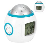 Phefop Réveil à Projection, Réveil Musical LED avec Mode Musique, Calendrier, Affichage de la Température, Veilleuse pour Enfants et Adultes