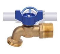 Phefop Robinet de Jardin en Laiton à Double Connexion G3/4 Pouces avec Robinet à Tournant Sphérique Quart de 125 PSI Robinet Extérieur Robuste pour L'aménagement Paysager, Le