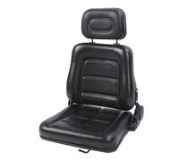 Phefop Siège de Chariot élévateur avec Interrupteur de Réglage et Rail Coulissant, Siège Ergonomique en Cuir avec Appui-tête Réglable à 3 Niveaux, Inclinaison de 30 à 180 Degrés pour (Sans Accoudoir)