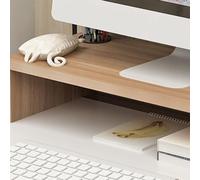 Phefop Support de Moniteur, Planche Artificielle, Conception Ergonomique pour Ordinateur avec Rangement Supplémentaire pour l'organisation du Bureau et Une Posture Améliorée (Noyer Clair)