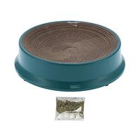 Phefop Tapis à Gratter pour Chat, Lit de Salon en Papier ondulé avec Herbe à Chat pour Chats et Chatons 17,1 X 4,1 Pouces Vert (Vert noirâtre)