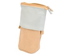 Phefop Trousse à Crayons, étui à Crayons Télescopique en PU et Velours côtelé, Sac à Stylos Debout 18,5 X 6,5 X 8, Cm, Organisateur de Bureau Portable pour étudiants de Bureau, Enseignants (Yellow)