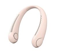 Phefop Ventilateur Cou Nu Portable Rechargeable sans Fil, Ventilateur de Refroidissement Portable 3 Vitesses 1800 MAh Batterie à Piles Mains Libres Forme U Douce Rotation 360 Degrés (PINK)