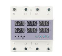 Phefop Voltmètre Ampèremètre sur Rail DIN, AC230 à 300 V 63 A, Compteur de Puissance triphasé à Réinitialisation Automatique avec Affichage Numérique, Protection contre les Surtensions (63A)