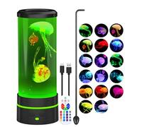 PHEJIE Lampe Méduse Télécommande 28cm - 17 Couleurs RGB, Mode Changement Auto, Veilleuse Enfant Adulte, Lampe à Lave Bubble Magique pour Chambre, Nursery & Détente