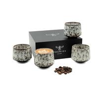 Pheniox | Lot de 4 tasses à cappuccino Tibet White | 180 ml | Tasses de qualité supérieure en faïence | Sans anse | Passe au lave-vaisselle | Café | Expresso | Moka | Cadeau homme femme